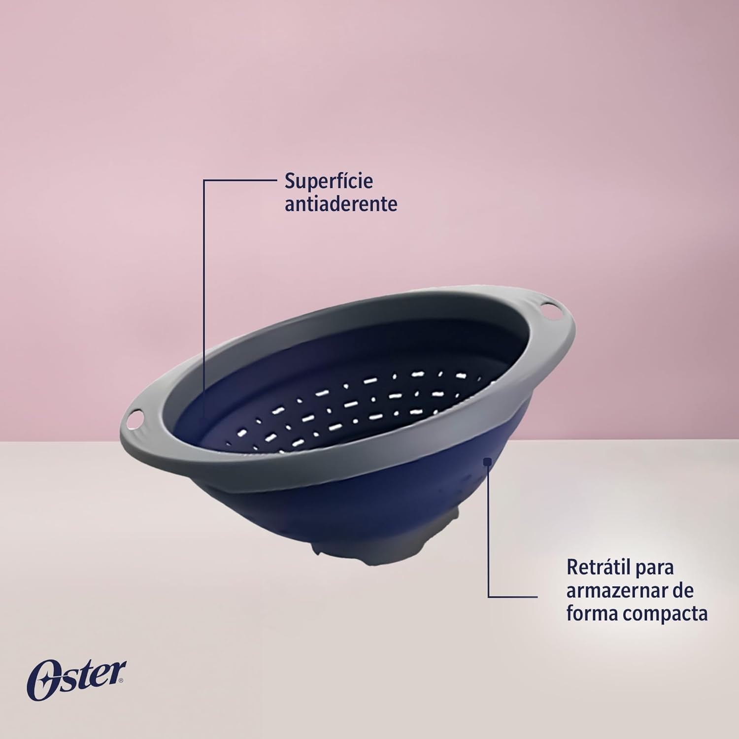 image:imageOster Bluemarine 9Inch 4Sided Box Grater Stainless Steel Cheese and Vegetable Grater Kitchen Tool for Shredding Slicing Grating BlueGrey HandleBlueGrey 10 Strainer