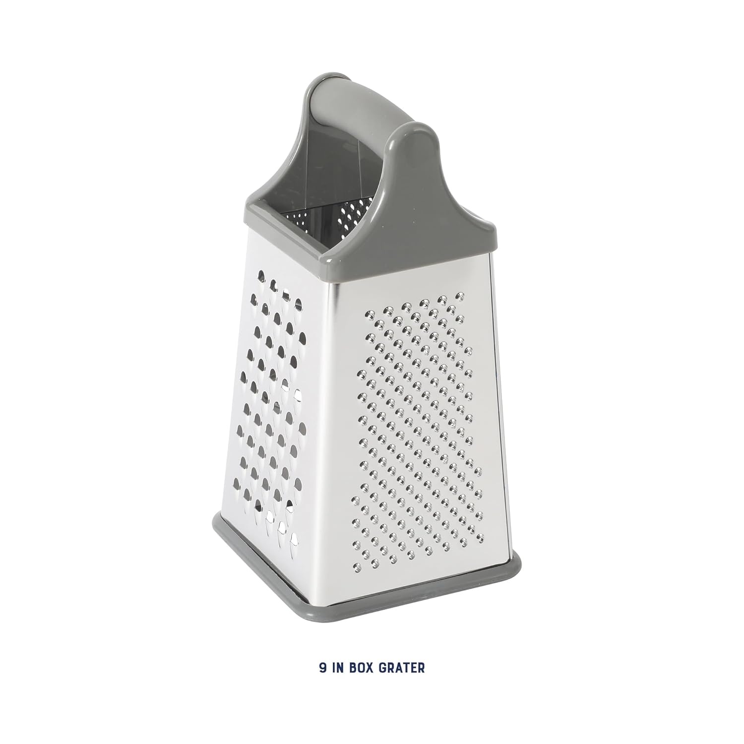 image:imageOster Bluemarine 9Inch 4Sided Box Grater Stainless Steel Cheese and Vegetable Grater Kitchen Tool for Shredding Slicing Grating BlueGrey HandleSilver
