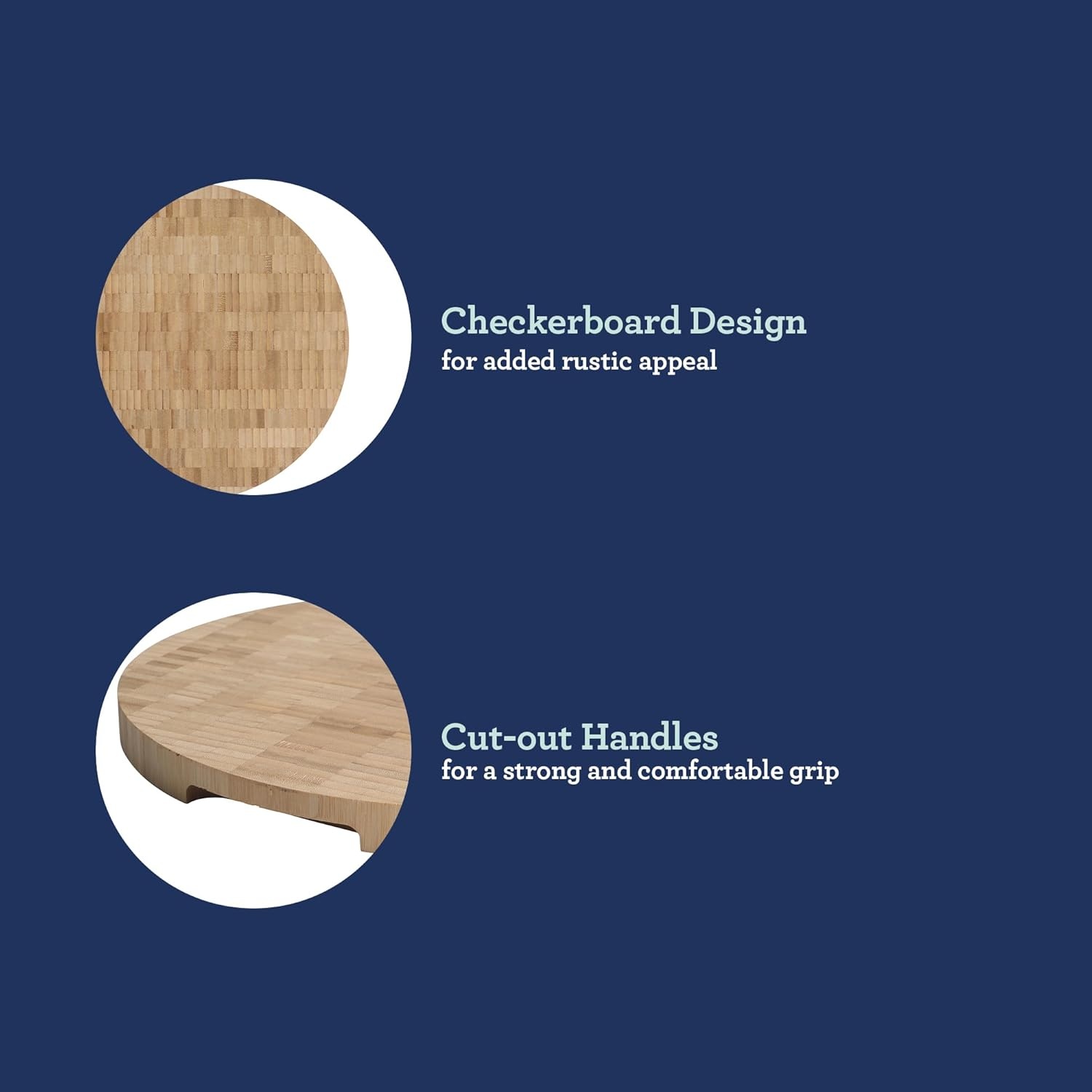 image:imageOster Capeheart Rectangular End Grain Bamboo Cutting Board 165 x 118 Wooden Durable Kitchen Chopping Carving Boards with Juice Grooves Oil FinishedBamboo Wood Capeheart Round
