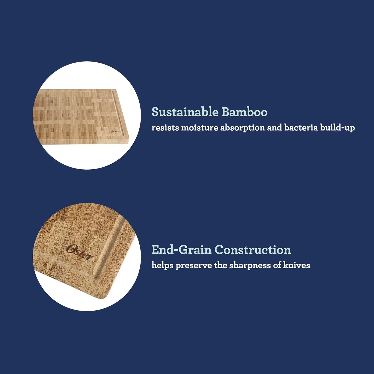 image:imageOster Capeheart Rectangular End Grain Bamboo Cutting Board 165 x 118 Wooden Durable Kitchen Chopping Carving Boards with Juice Grooves Oil FinishedBamboo Wood Capeheart Rectangular