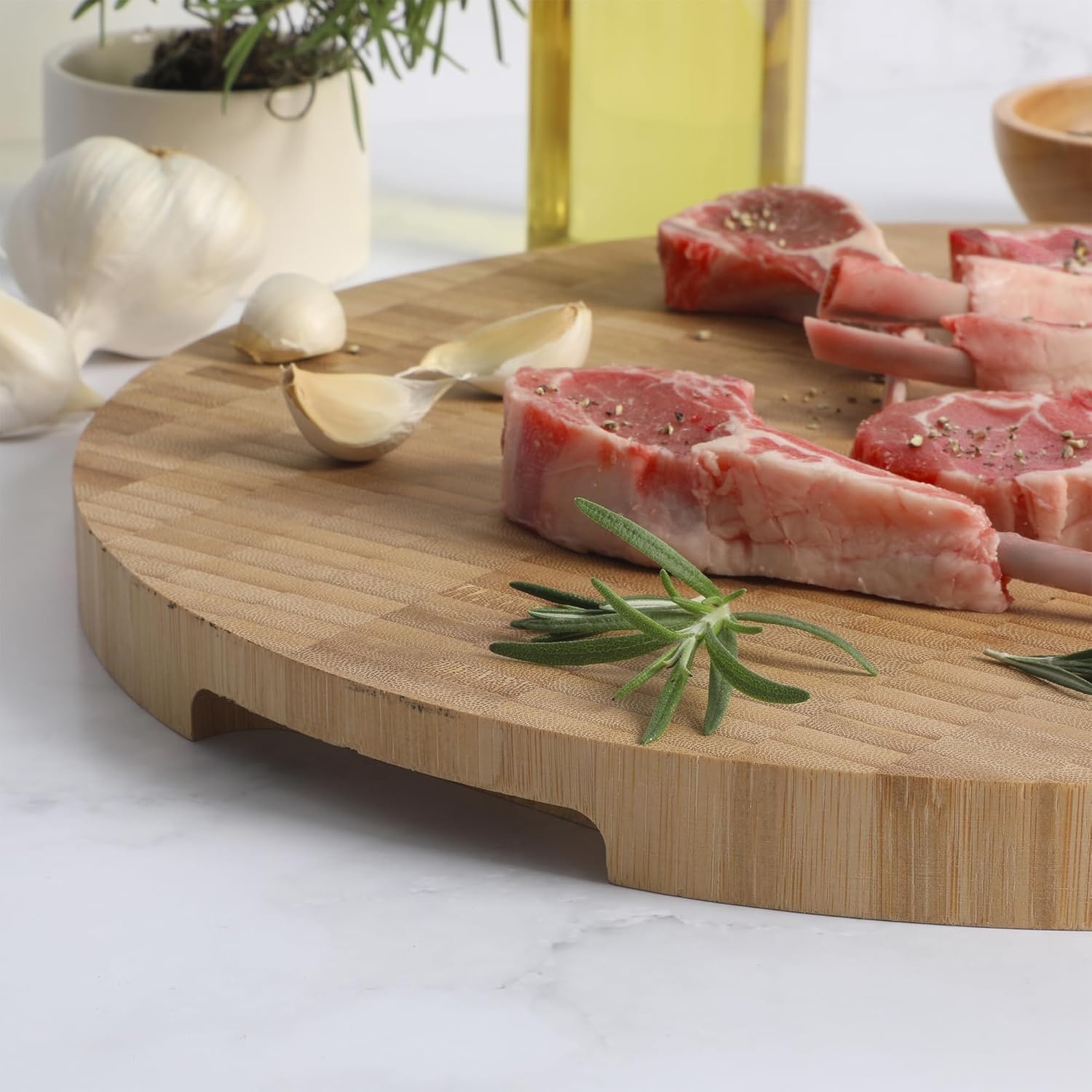image:imageOster Capeheart Rectangular End Grain Bamboo Cutting Board 165 x 118 Wooden Durable Kitchen Chopping Carving Boards with Juice Grooves Oil FinishedBamboo Wood Capeheart Round