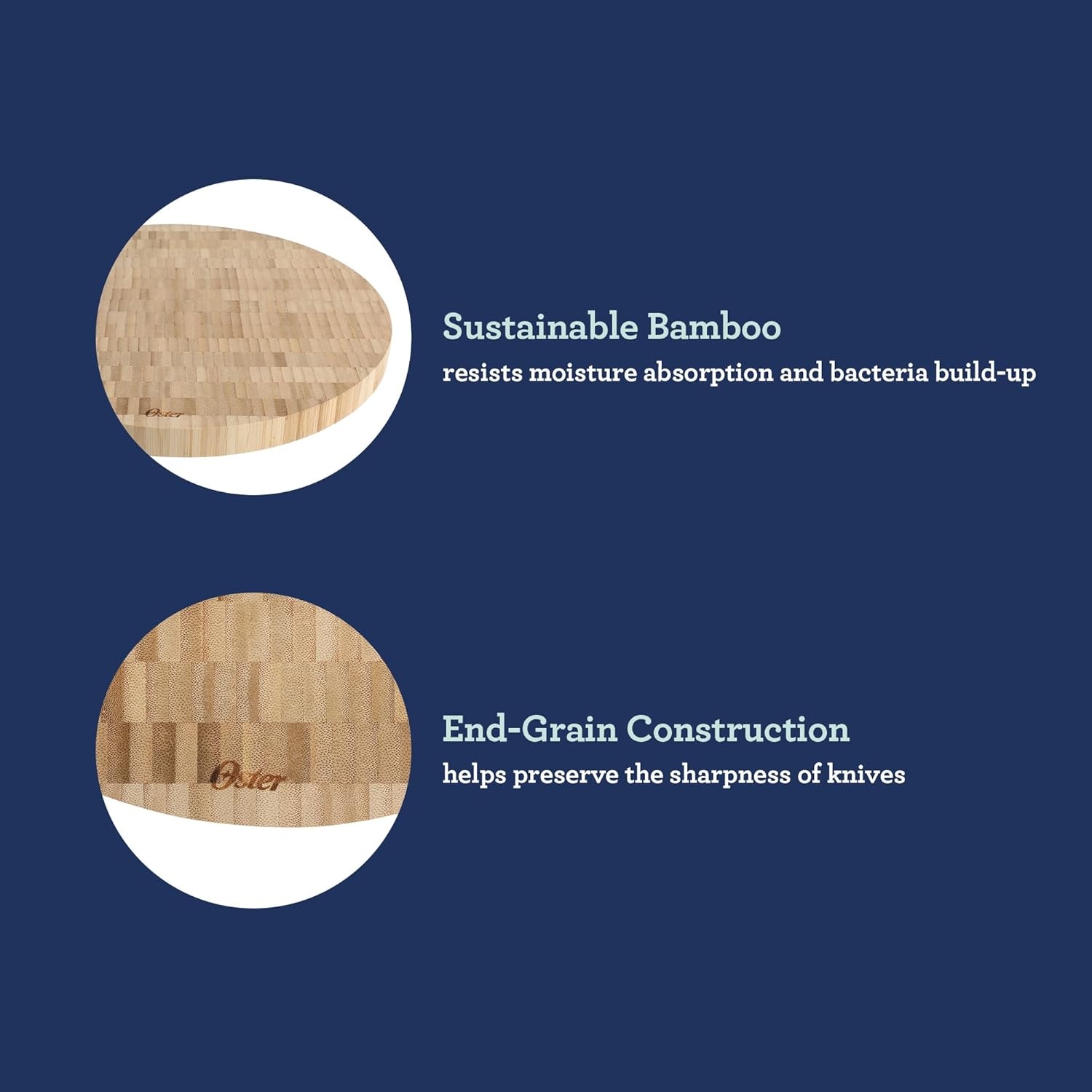 image:imageOster Capeheart Rectangular End Grain Bamboo Cutting Board 165 x 118 Wooden Durable Kitchen Chopping Carving Boards with Juice Grooves Oil FinishedBamboo Wood Capeheart Round