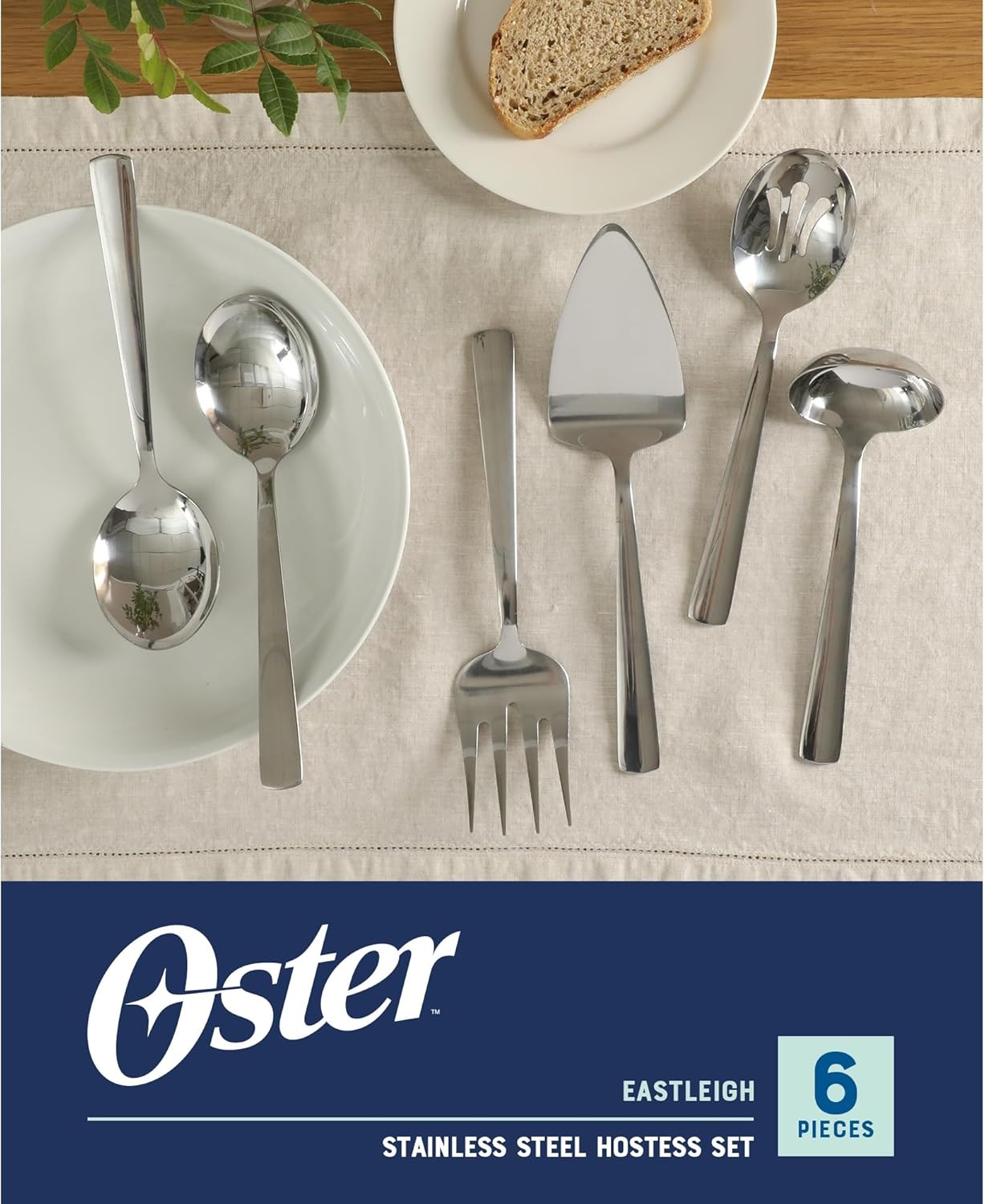 image:imageOster Eastleigh 6Piece Stainless Steel Hostess Set Flatware Serving Utensil Set for Parties and Dinners RustResistant Dishwasher Safe