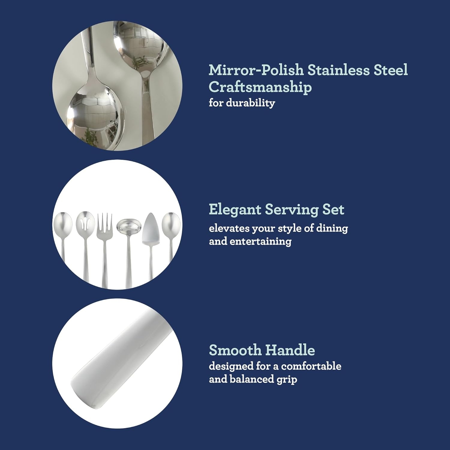 image:imageOster Eastleigh 6Piece Stainless Steel Hostess Set Flatware Serving Utensil Set for Parties and Dinners RustResistant Dishwasher Safe