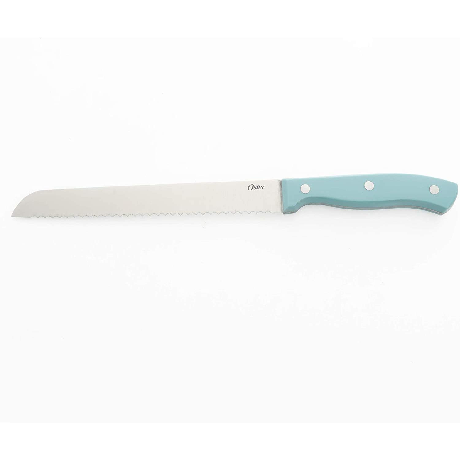image:imageOster Evansville 14 Piece Stainless Steel Cutting Kitchen Knife Cutlery Set with Wooden Block Holder and Knife Sharpener TurquoiseTurquoise Evansville Wood Block