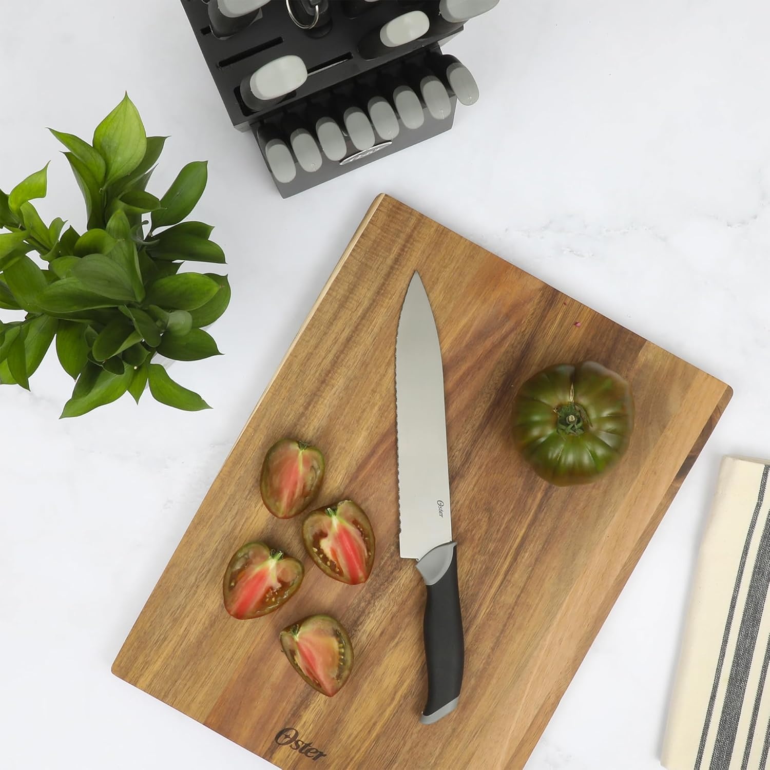 image:imageOster Lindbergh 14 Piece Cutlery Set RedBlack Block and Handle