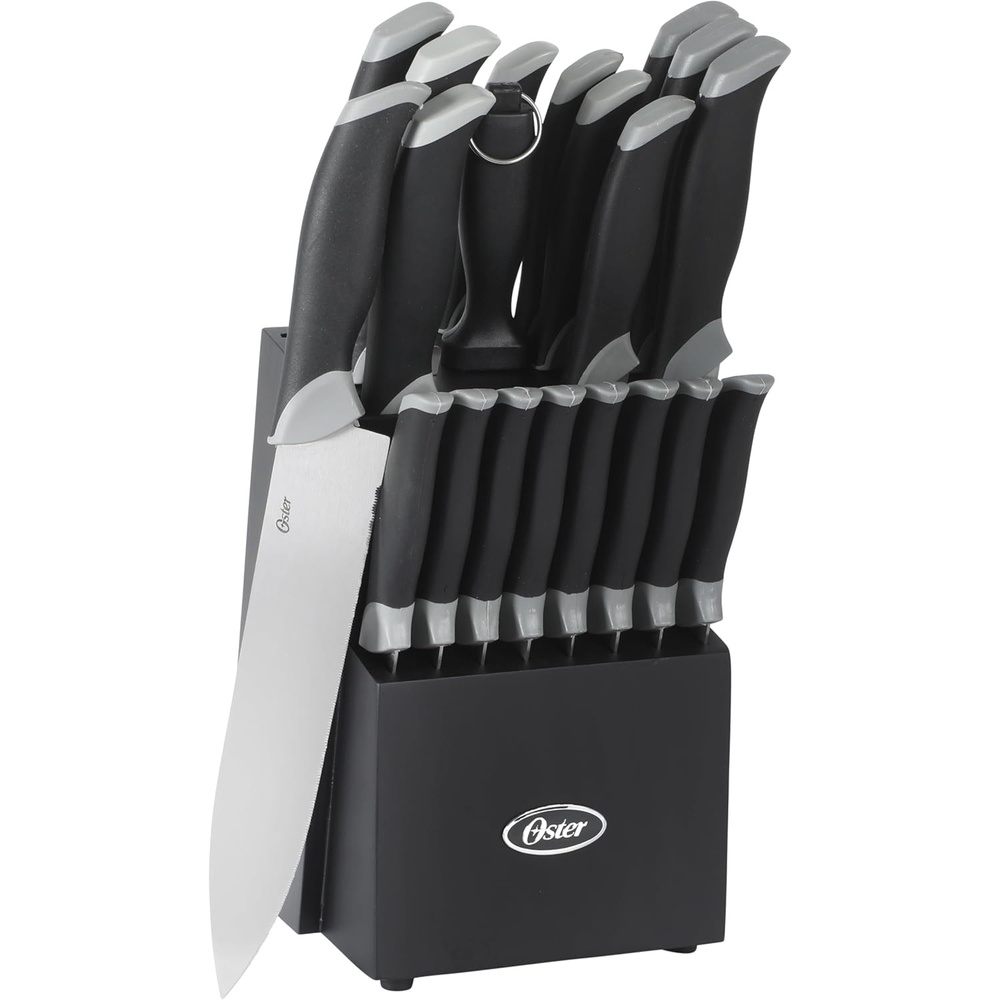 image:imageOster Lindbergh 14 Piece Cutlery Set RedBlack Block and Handle