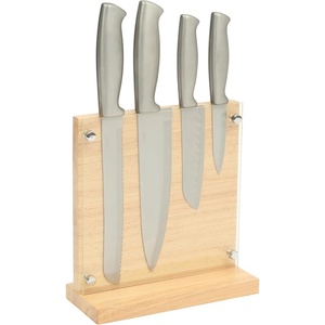 image:imageOster Baldwyn 14 Piece Stainless Steel Cutting Kitchen Knife Cutlery Set with Swivel Block Holder and Knife Sharpener Brushed SatinStainless Steel Baldwyn 5pc