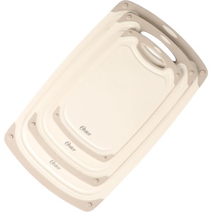 image:imageOster Bexhill 3Piece Cutting Board Set  98 13 amp 16 Plastic Chopping Boards with NonSlip Edges Nesting Design Dishwasher Safe
