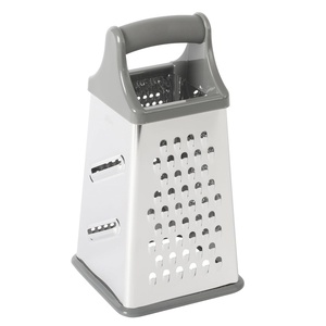 image:imageOster Bluemarine 9Inch 4Sided Box Grater  Stainless Steel Cheese and Vegetable Grater Kitchen Tool for Shredding Slicing Grating BlueGrey HandleSilver