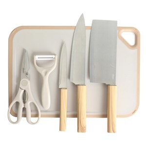 image:imageOster Evansville 14 Piece Stainless Steel Cutting Kitchen Knife Cutlery Set with Wooden Block Holder and Knife Sharpener TurquoiseOlive Wood 6pc