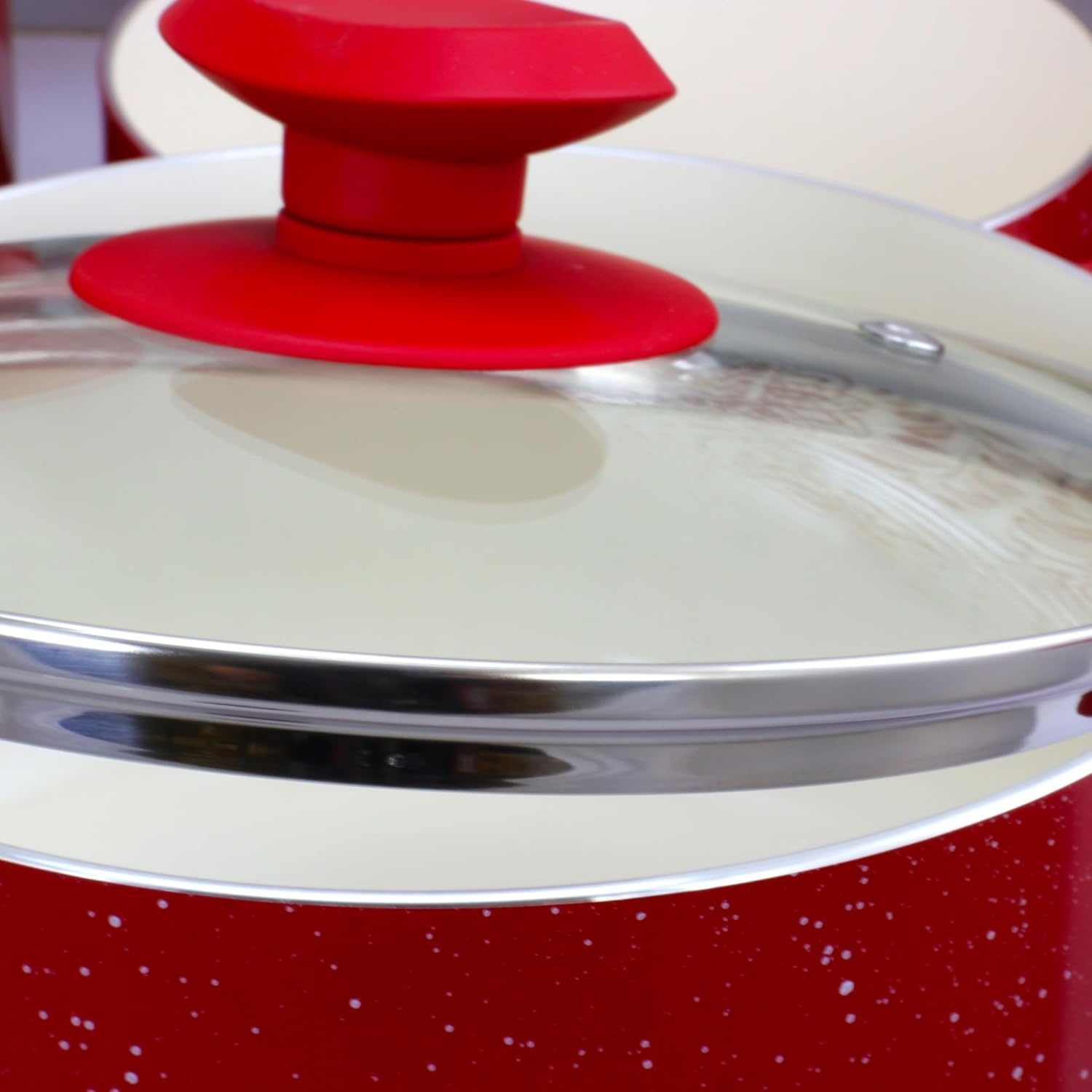 image:imageOster Cocina San Jacinto 9 Piece Cookware Set Red SpeckleRed