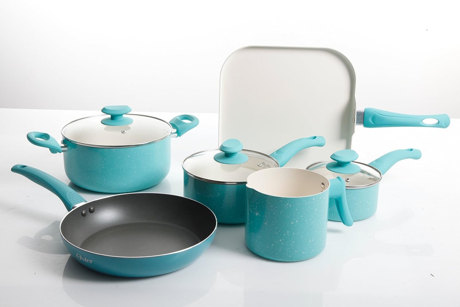 image:imageOster Cocina San Jacinto 9 Piece Cookware Set Red SpeckleTurquoise