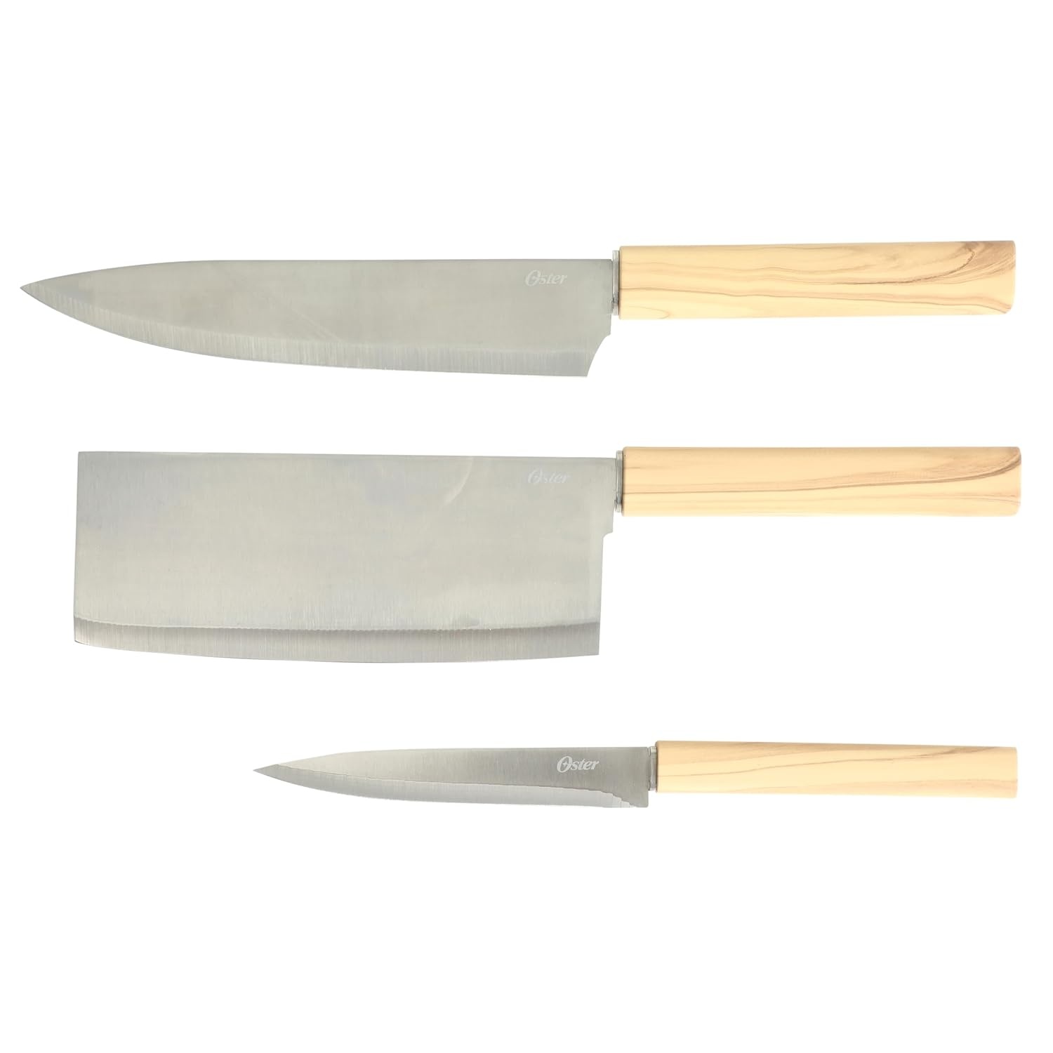 image:imageOster Ginley 18 Piece High Carbon Stainless Steel Cutlery Kitchen Knife Block Set wABS Triple Riveted Forged Handle Wood Block Black Cuchillos Para CocinaOlive Wood 6pc