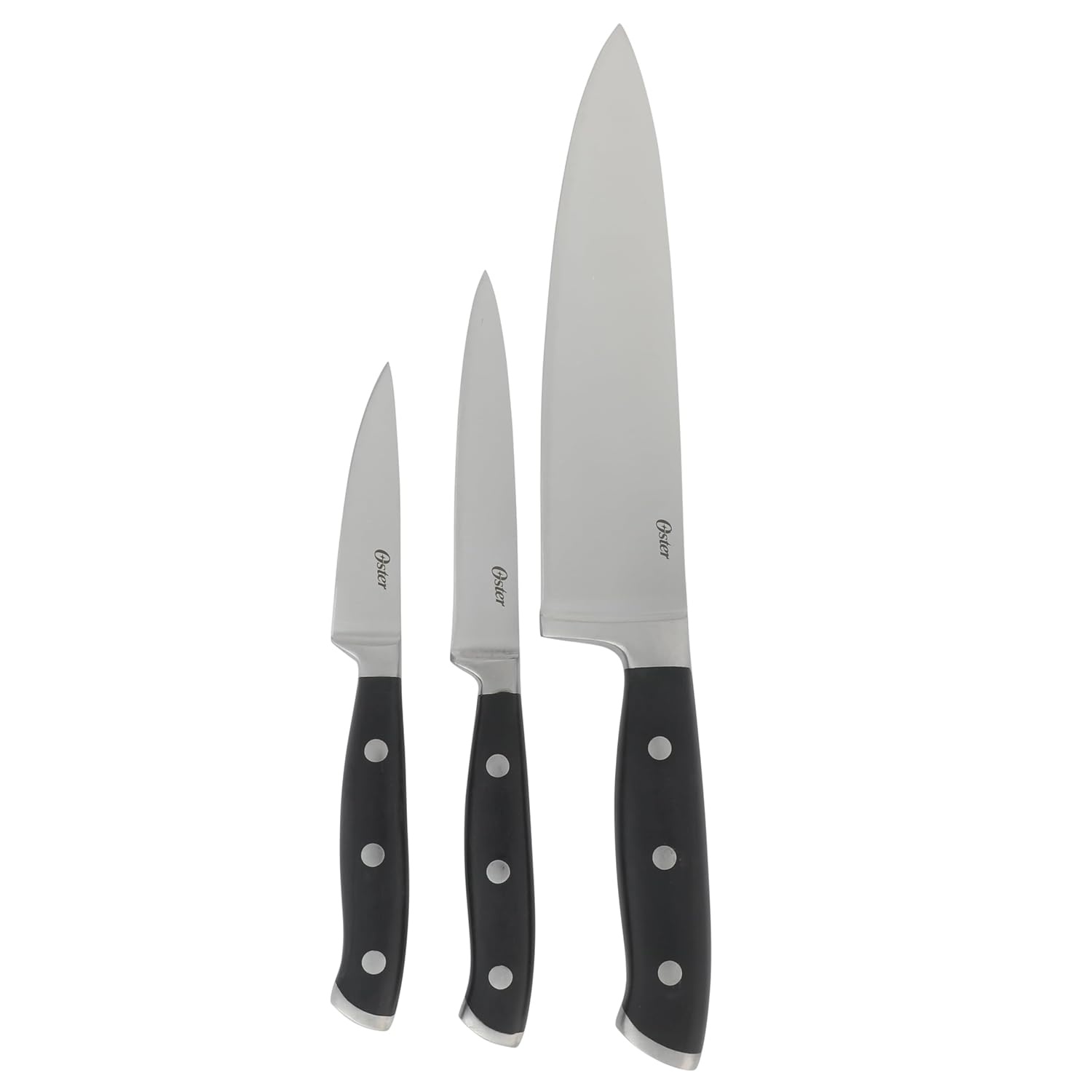 image:imageOster Ginley 18 Piece High Carbon Stainless Steel Cutlery Kitchen Knife Block Set wABS Triple Riveted Forged Handle Wood Block Black Cuchillos Para CocinaGinley 3pc Black