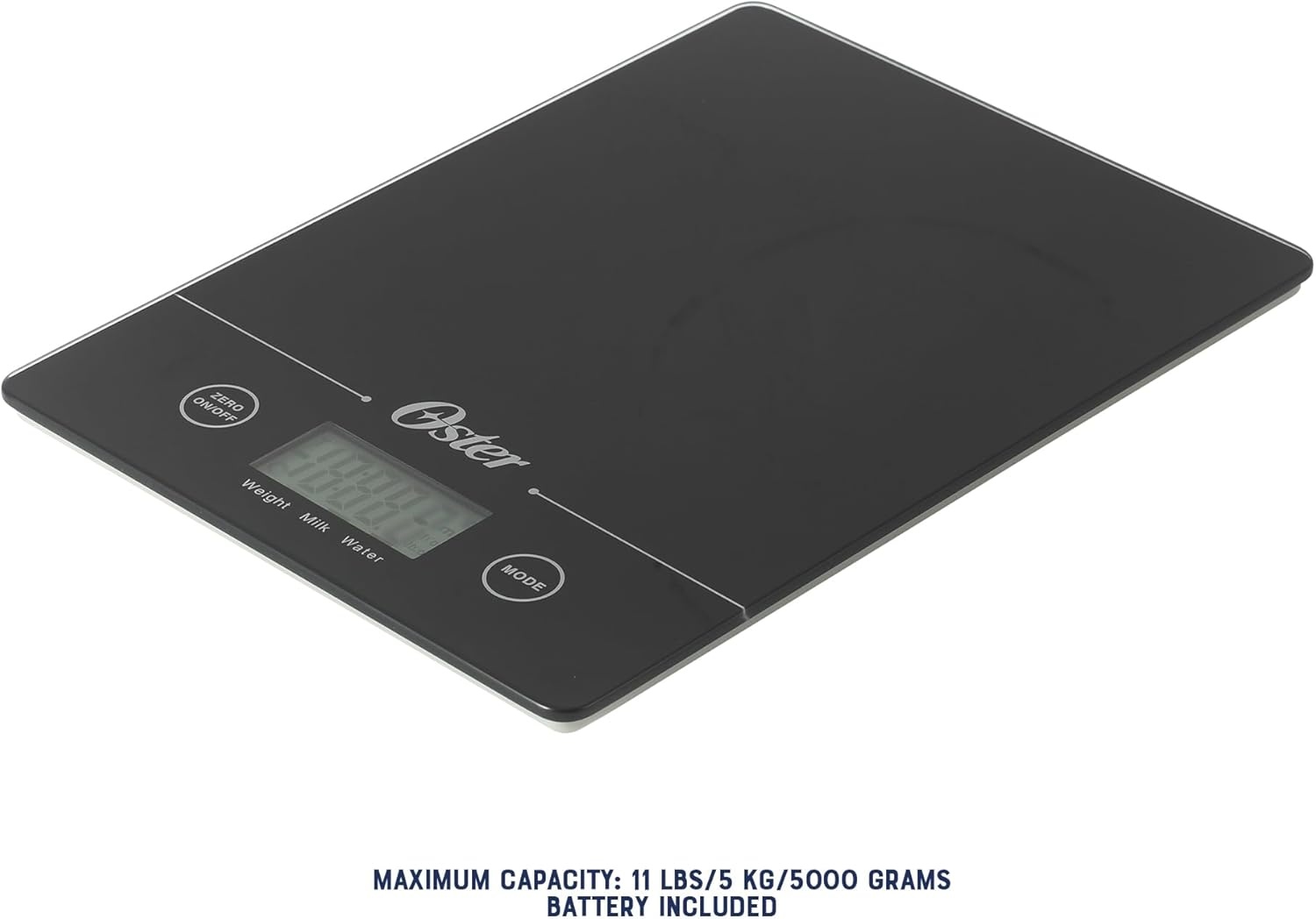 image:imageOster Gridley Digital Kitchen Scale High Precision 11 LB Food Scale with LCD Display Tare Function Gram and Ounce Measurement Slim Black DesignBlack Gridley