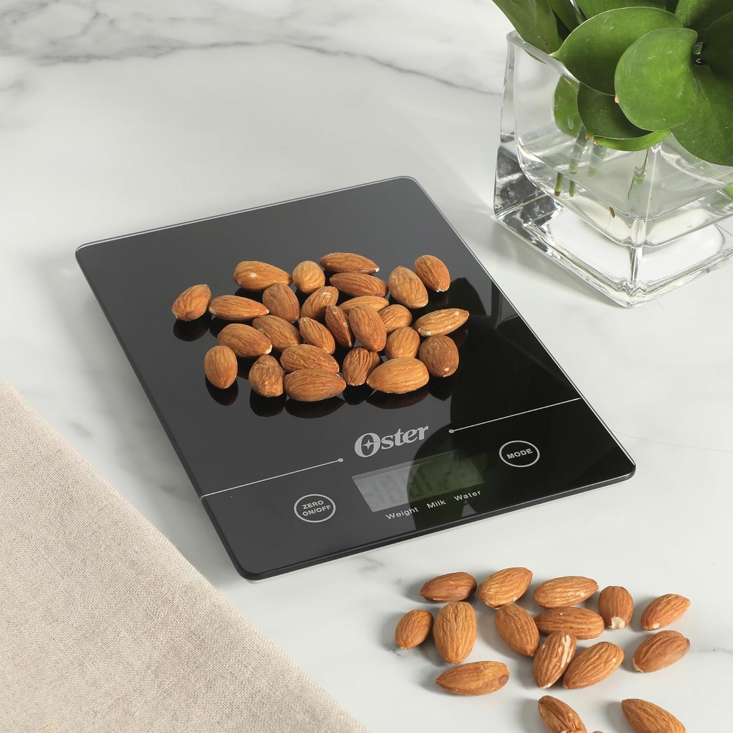 image:imageOster Gridley Digital Kitchen Scale High Precision 11 LB Food Scale with LCD Display Tare Function Gram and Ounce Measurement Slim Black DesignBlack Gridley