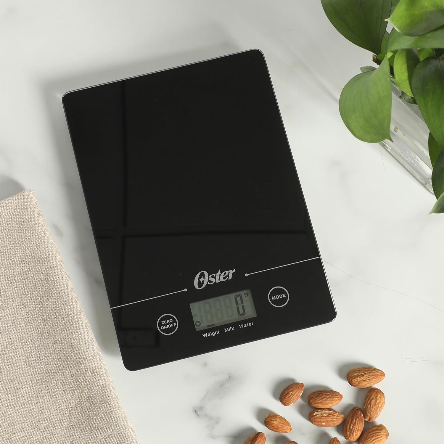 image:imageOster Gridley Digital Kitchen Scale High Precision 11 LB Food Scale with LCD Display Tare Function Gram and Ounce Measurement Slim Black DesignBlack Gridley