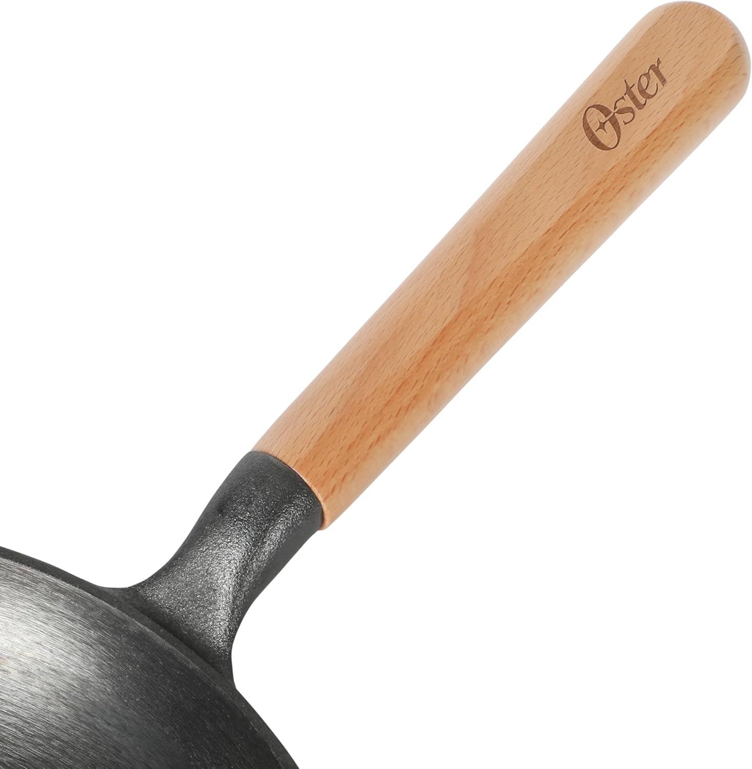 image:imageOster Platinum Flintfield 95 Inch PreSeasoned Cast Iron Skillet with Wood Handle Natural Nonstick Lightweight Cast Iron Frying Pan for Searing Sauting amp Everyday Cooking