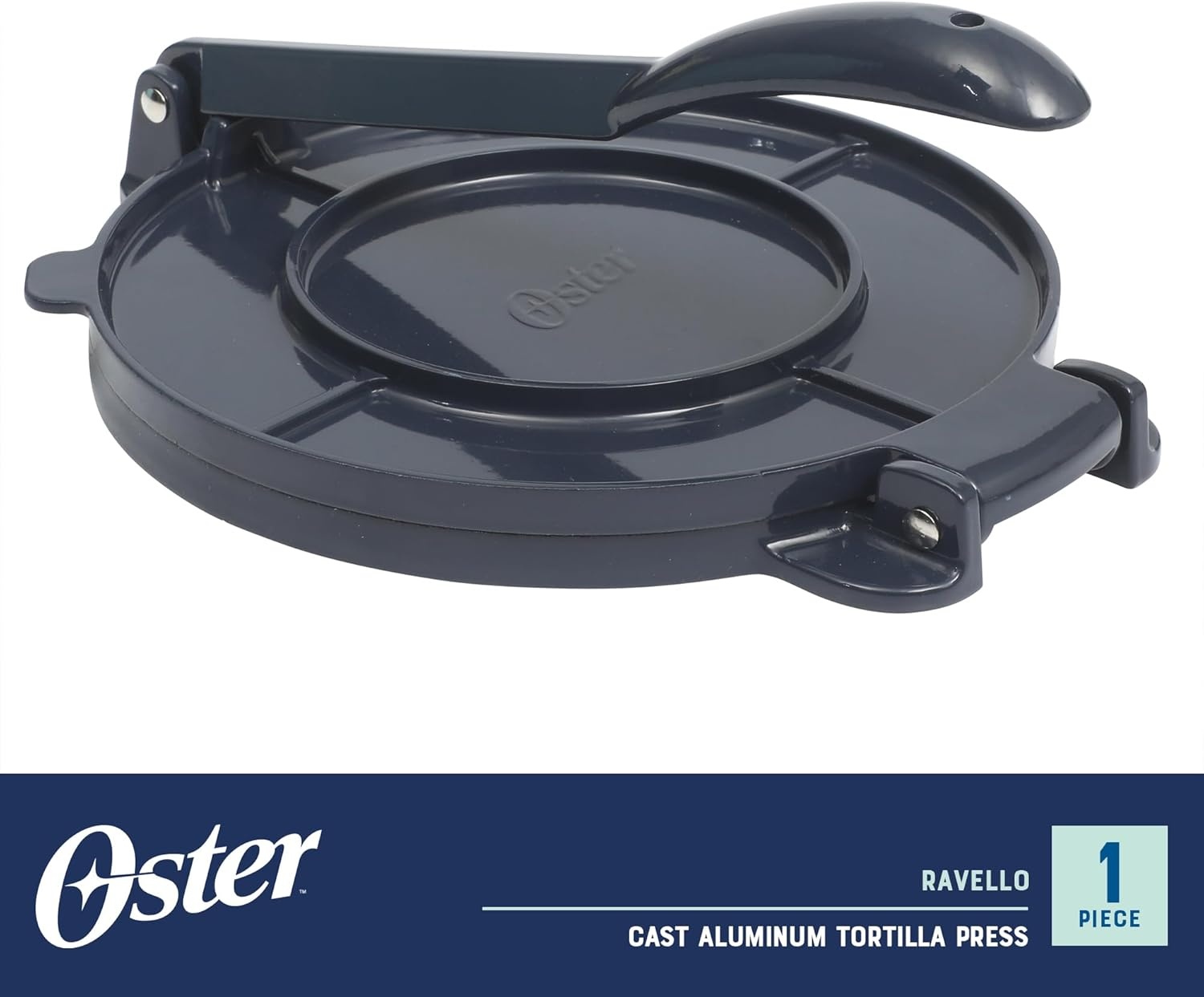 image:imageOster Ravello 8Inch Cast Aluminum Tortilla Press and Roti Maker Traditional Flatbread Press with Glossy Blue Finish