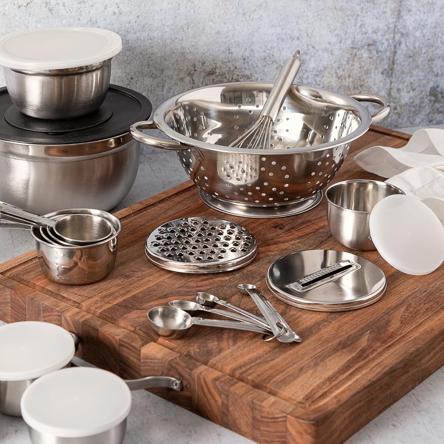 image:imageOster Tobias 27 Piece Kitchen Tools and Prep Set Collander Mixing Bowls Prep Bowls Measuring Cups amp Spoons Whisk Cheese Grater