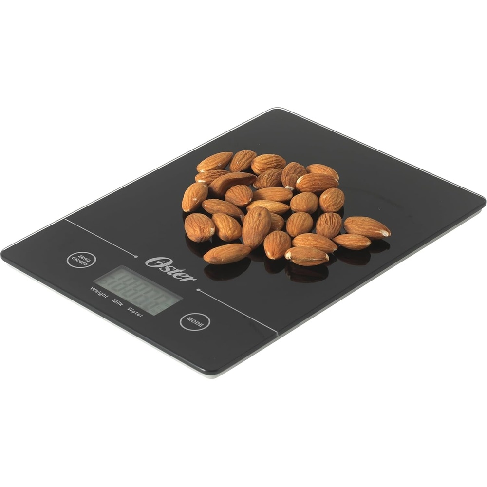 image:imageOster Gridley Digital Kitchen Scale High Precision 11 LB Food Scale with LCD Display Tare Function Gram and Ounce Measurement Slim Black DesignBlack Gridley