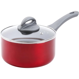 image:imageOster 6298002 Herscher 25 Quart NonStick Aluminum Sauce Pan with Lid Translucent Red