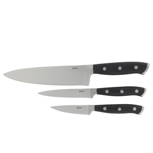 image:imageOster Ginley 18 Piece High Carbon Stainless Steel Cutlery Kitchen Knife Block Set wABS Triple Riveted Forged Handle Wood Block  Black  Cuchillos Para CocinaGinley 3pc Black