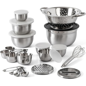 image:imageOster Tobias 27 Piece Kitchen Tools and Prep Set Collander Mixing Bowls Prep Bowls Measuring Cups amp Spoons Whisk Cheese Grater
